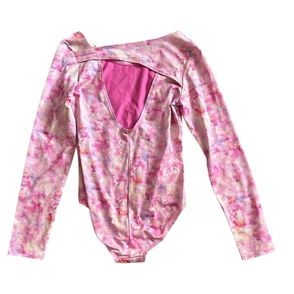 🌺 5 x 25 🌺 Cat & Jack Kids Pink Swimsuit Long Sleeve Pink Floral  XL (14-16) - Picture 2 of 5
